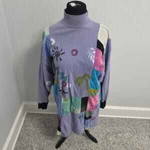 Vintage Bergdorf Goodman Staley Gretzinger Patchwork Turtleneck Tunic Dress XL